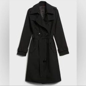 Banana Republic Essential Classic Black Double-Breasted Trench Coat with Belt